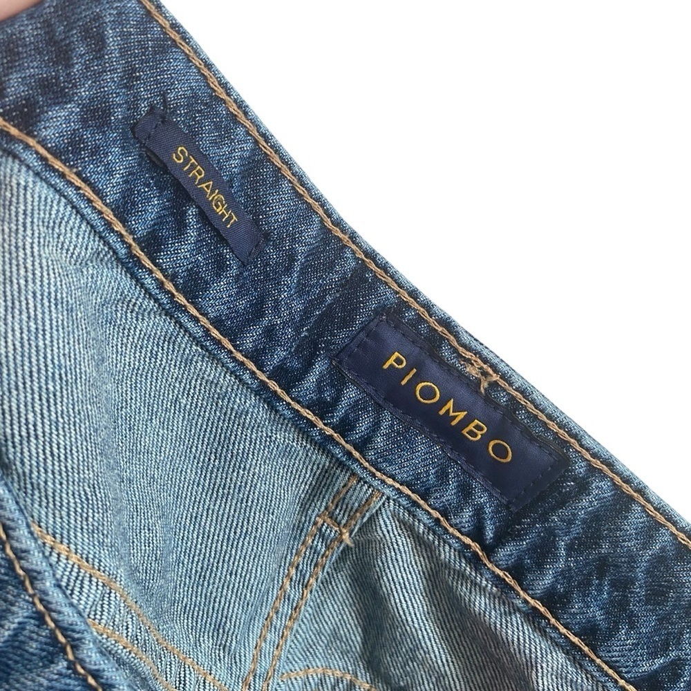 Piombo Medium Wash Mid Rise Loose Straight Leg Italian Jeans Size 42/US 28 - Picture 5 of 7